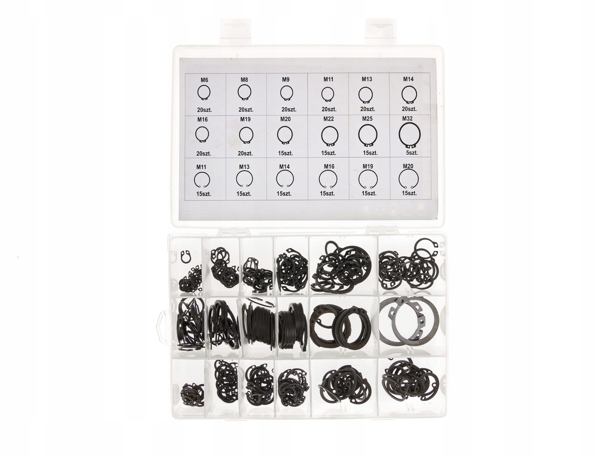 PIERŚCIENIE SEGERA WEWNĘTRZNE +ZEWNĘTRZNE OSADCZE SEGERY ZESTAW 300 EL. Marka Falcon