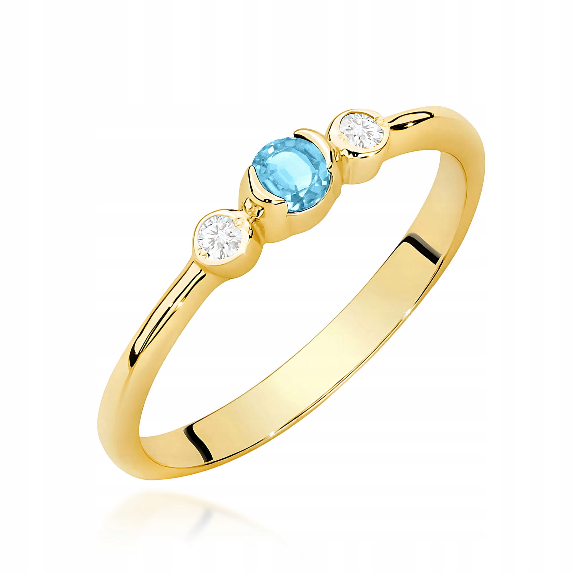 Zlatý Prstýnek 585 S Brilianty A Topazem Gravírování Bonus r6