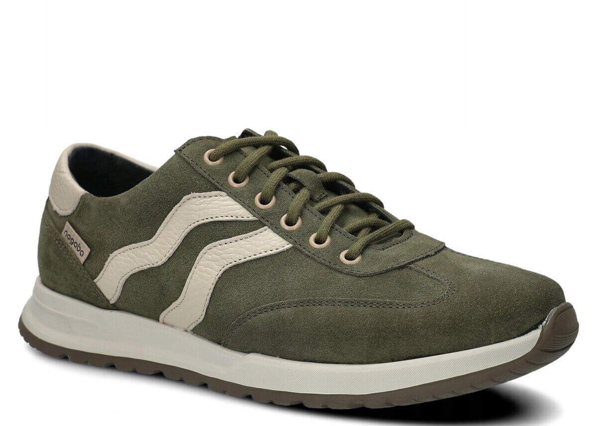 Pánské Kožené Polobotky Khaki Nagaba 459 Velurové, Polské 45