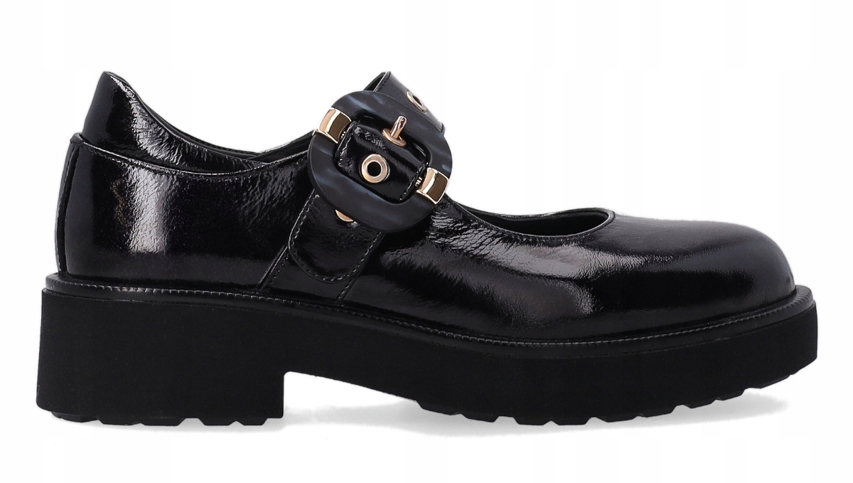 Dámské Černé Baleríny Z Lícové Kůže S Ozdobnou Sponou Venezia 37