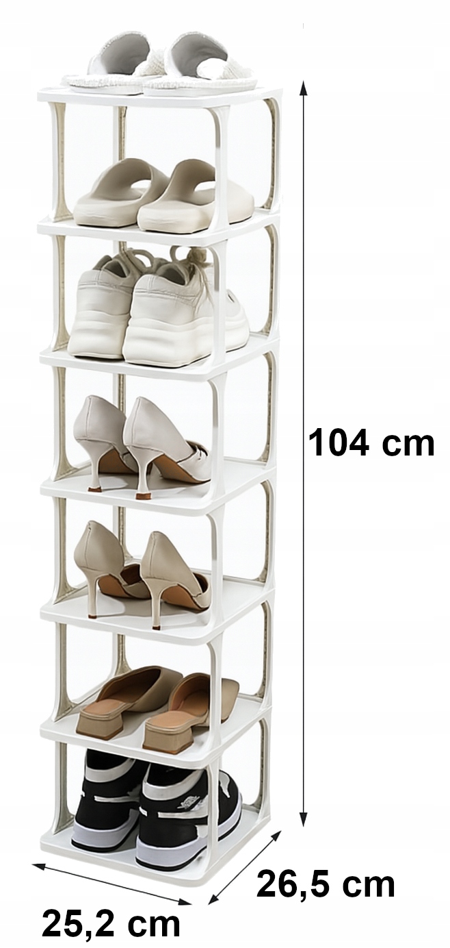 Stojak na buty 7-poziomowy biały 104 cm regał organizer półka biały