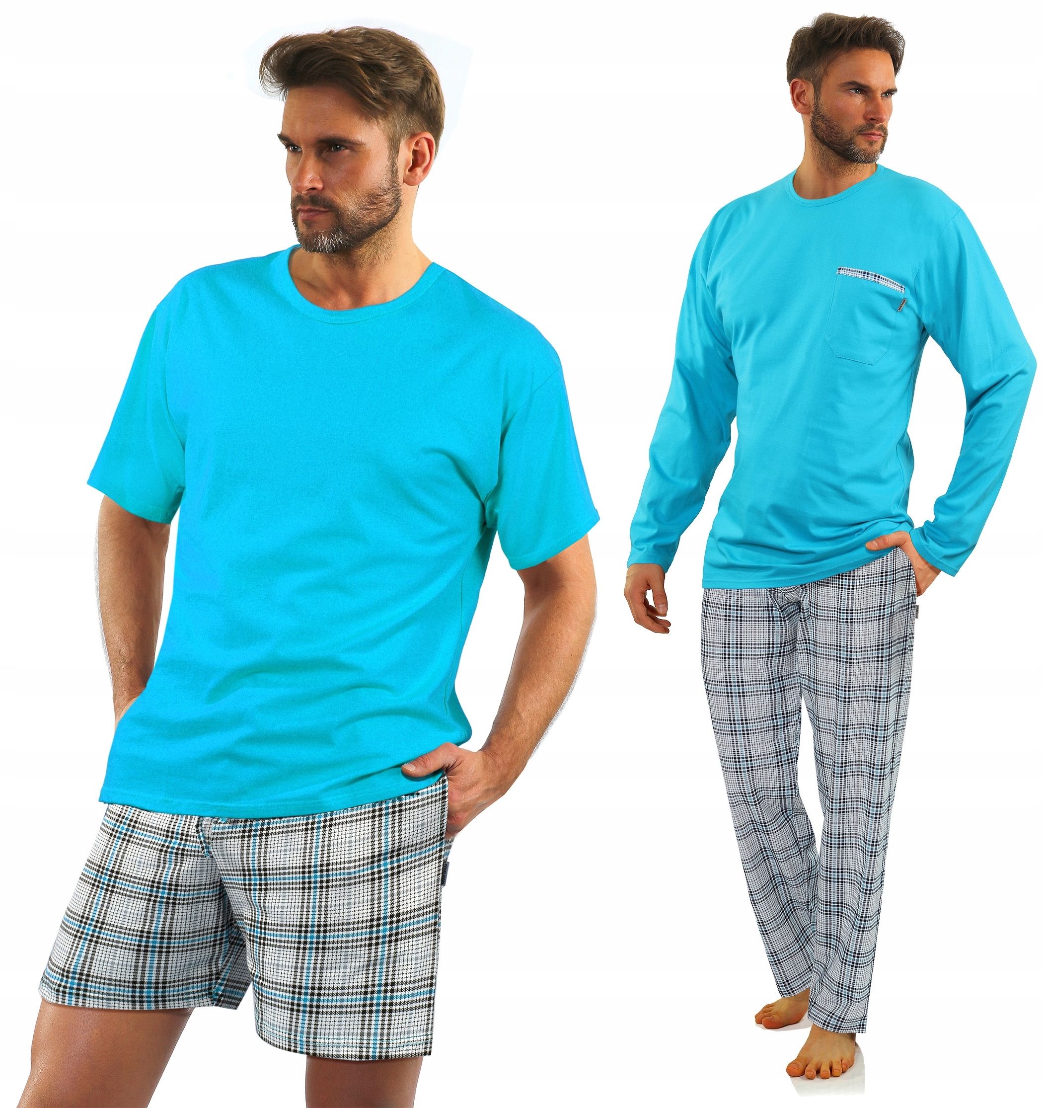 Sesto Sesto Sada bavlněných pánských pyžamek s dlouhým a krátkým rukávem, velikost M