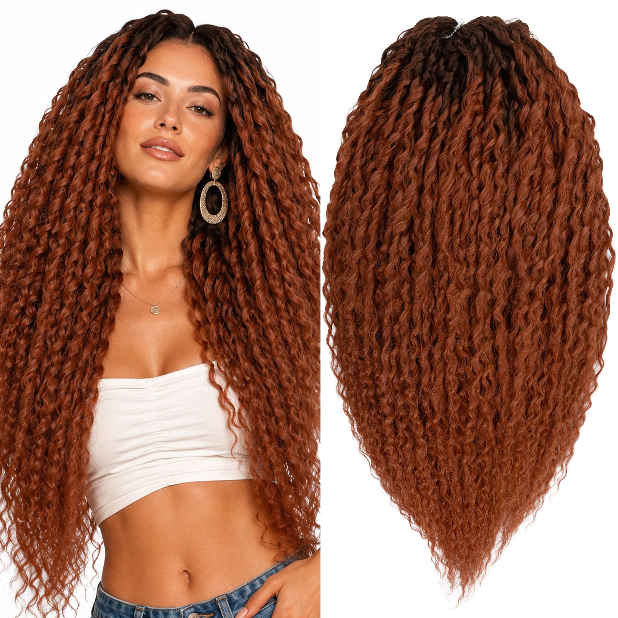Włosy syntetyczne Afroloki Megan Brazilian Twist 50cm 300g miedziany odrost