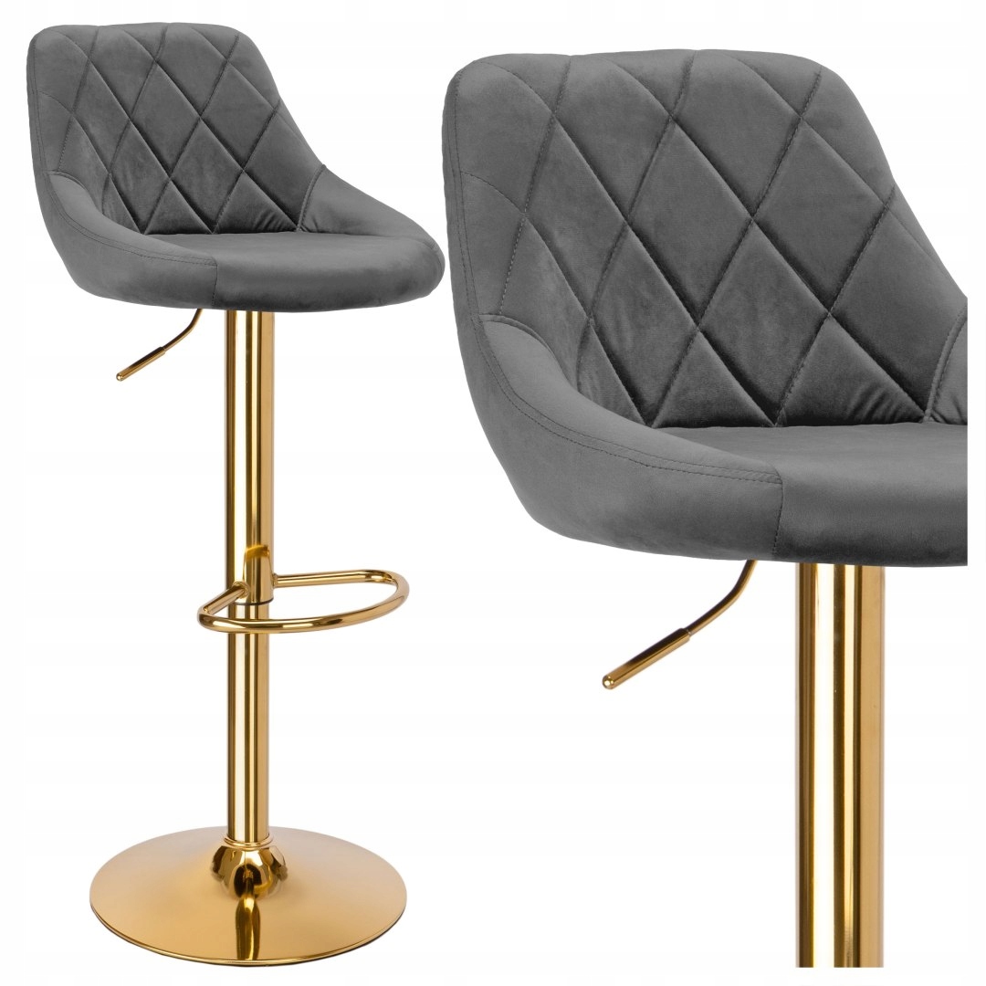 Barová stolička Cydro Gold velúrová grafitová Velvet