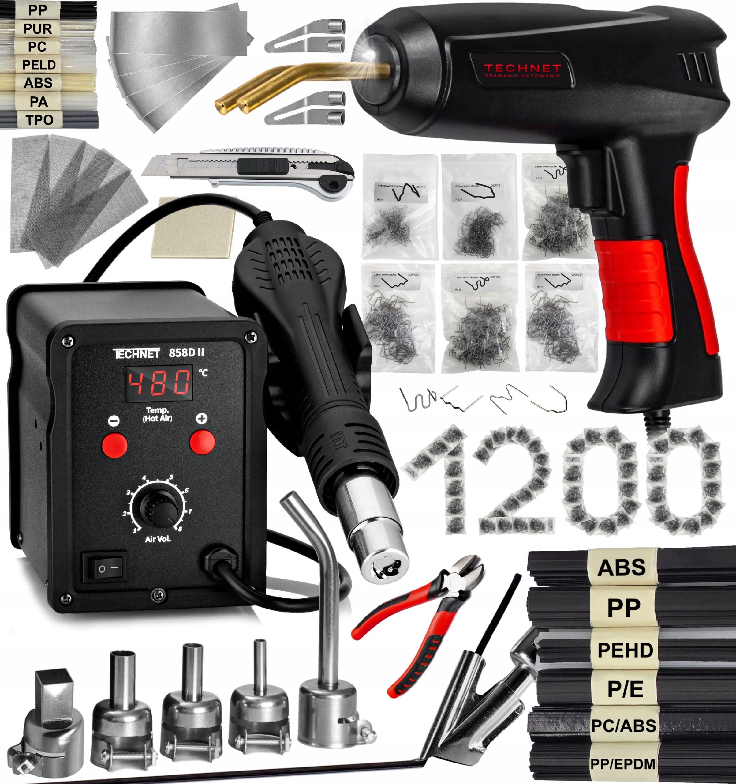 Spawarka Do Plastiku Lutownica 858D II Zszywarka Zgrzewarka Siatki ZT6 200W