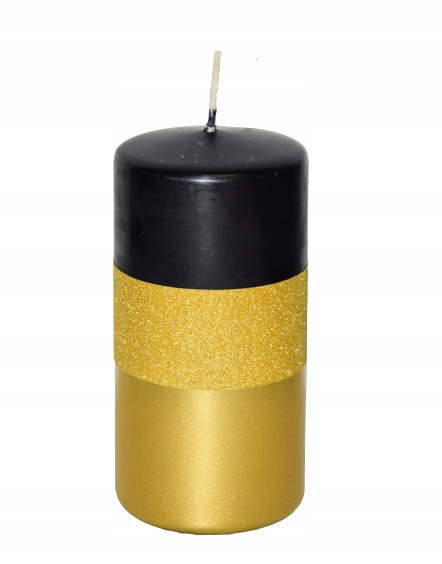 

Świeca Matowa Czarna/metalik Złota Walec H12cm
