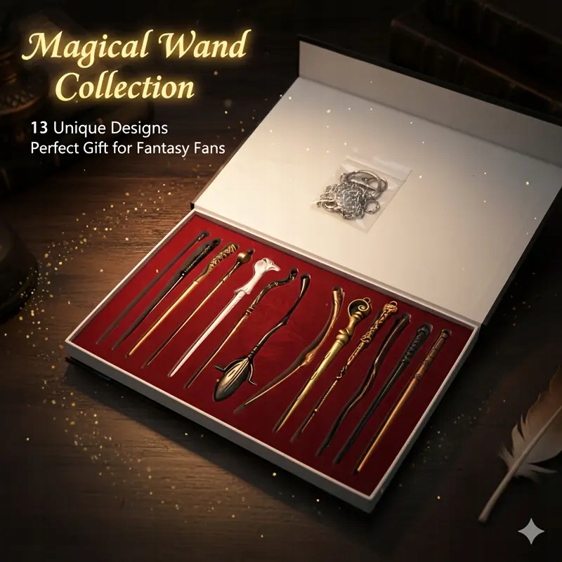 Harry Potter sada Hůlek 13 ks kovová Přívěsek Na Klíče Přívěsek krabička Dárek