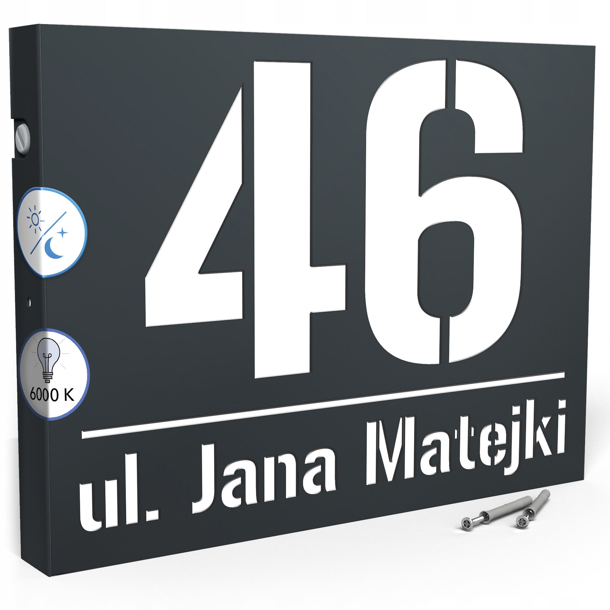 С подсветкой номер для дома адресная табличка LED 40X30 см датчик сумерек