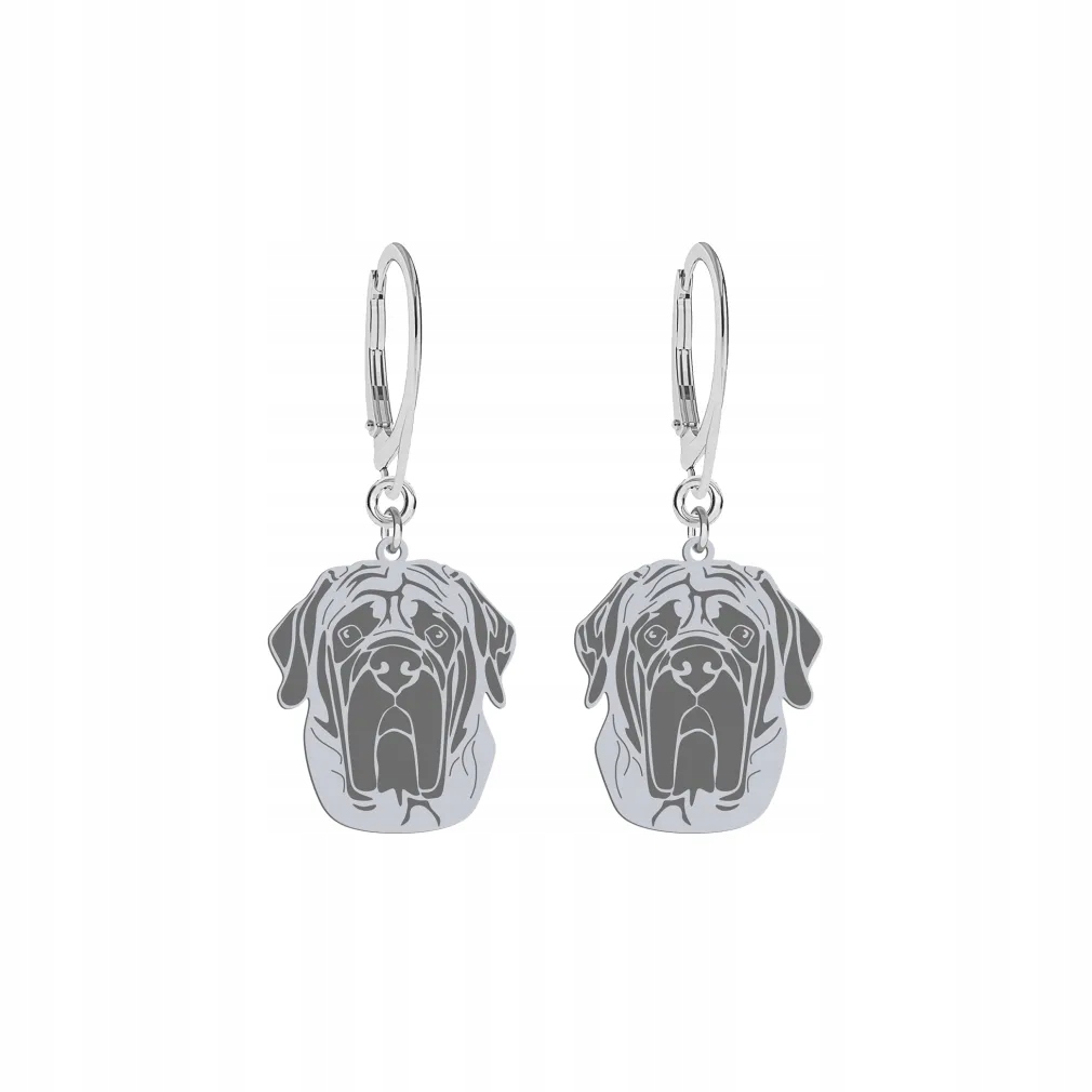 Stříbrné Náušnice se psem Anglický mastif 925 Šperky jako Dárek Gravírování
