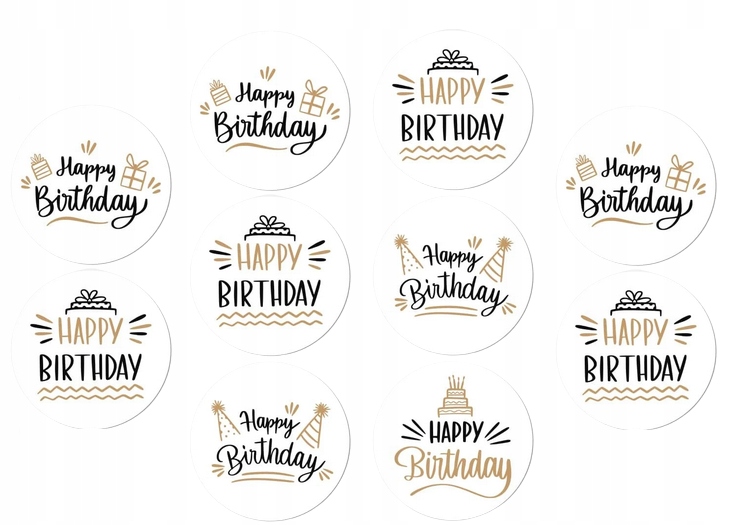 

U9 Naklejki Urodziny Happy Birthday 50szt