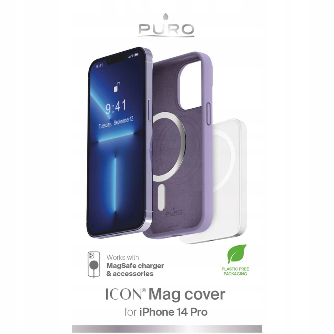 Etui silikonowe Puro Icon Mag MagSafe do iPhone 14 Pro lawendowe
