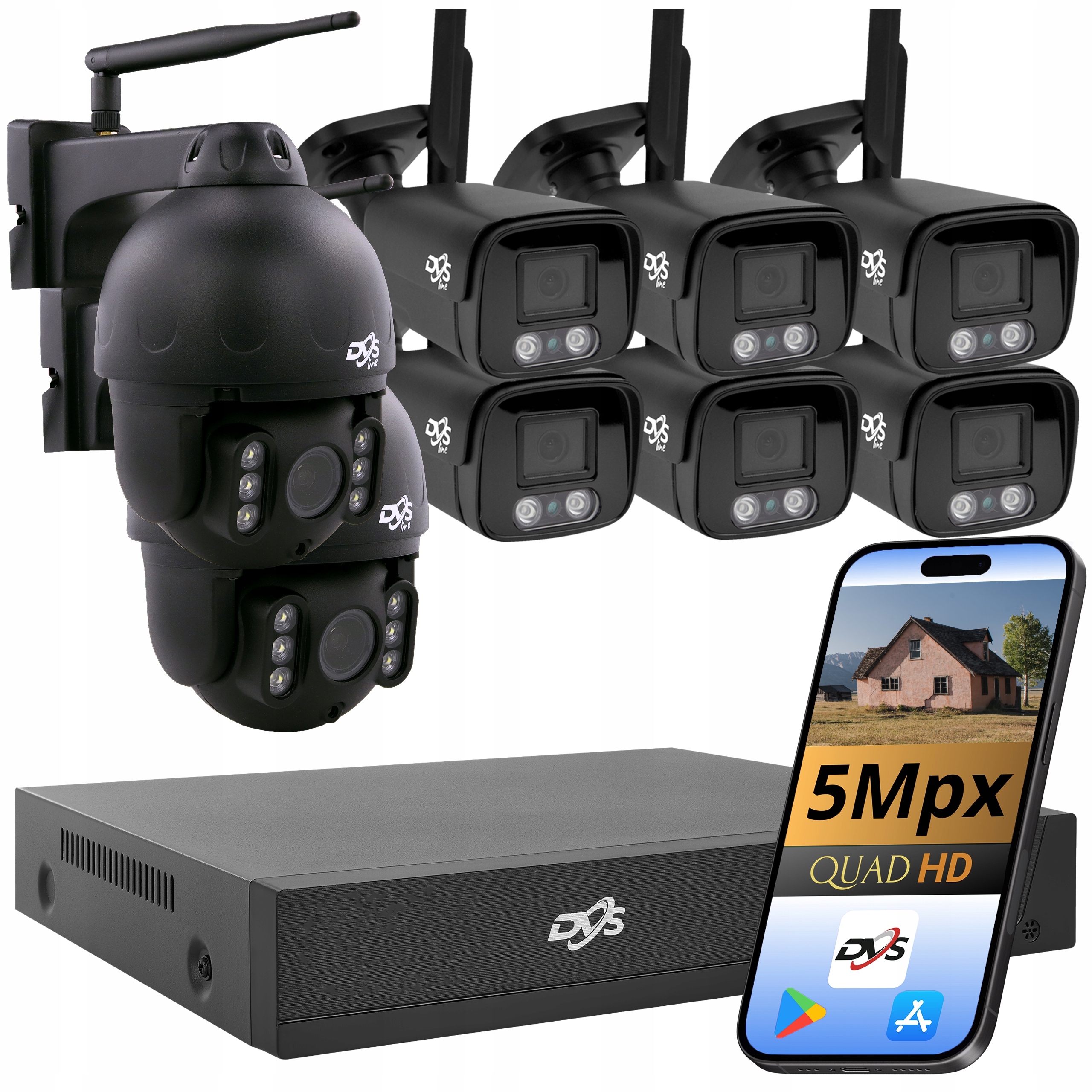 Sada Černých Wifi Kamer 6 Kamer 2 Otočné Venkovní Kamery Do Domácnosti