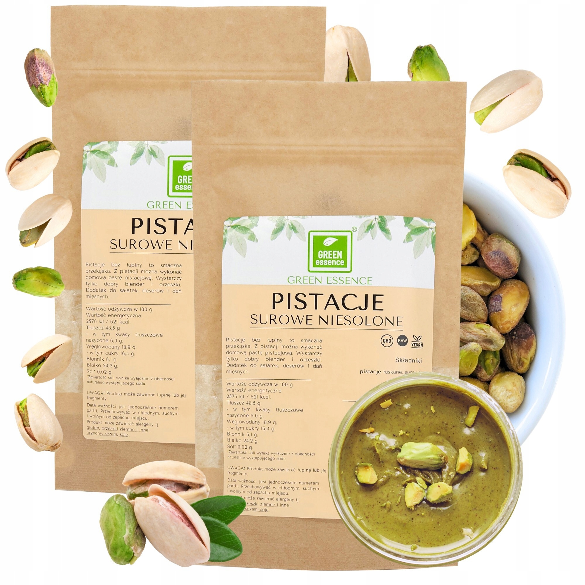 Levně Pistácie Surové nesolené loupané 500 g Přírodní pistáciové ořechy čerstvé