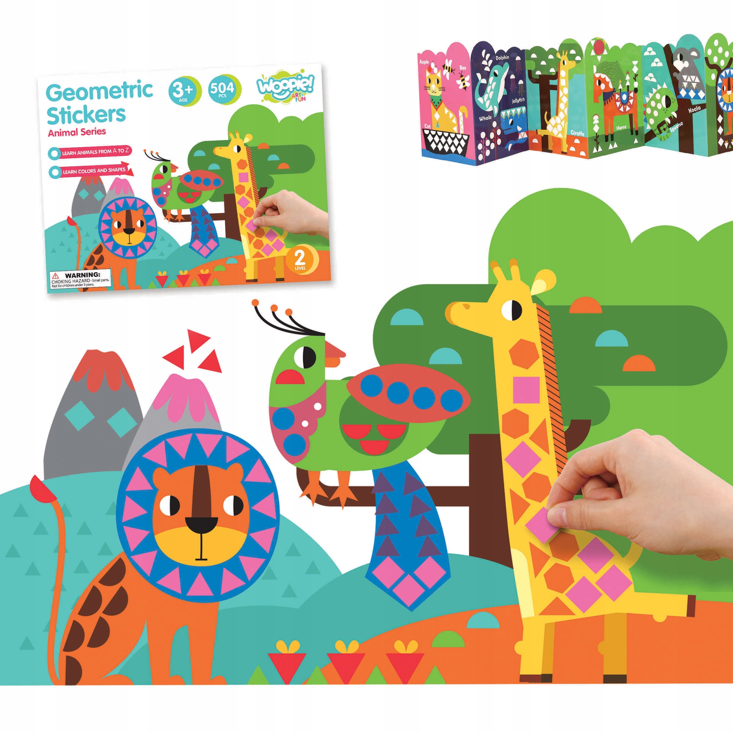 NAKLEJKI EDUKACYJNE ZESTAW ZWIERZĘTA 504 el DOPASUJ KSZTAŁTY WYKLEJANKA