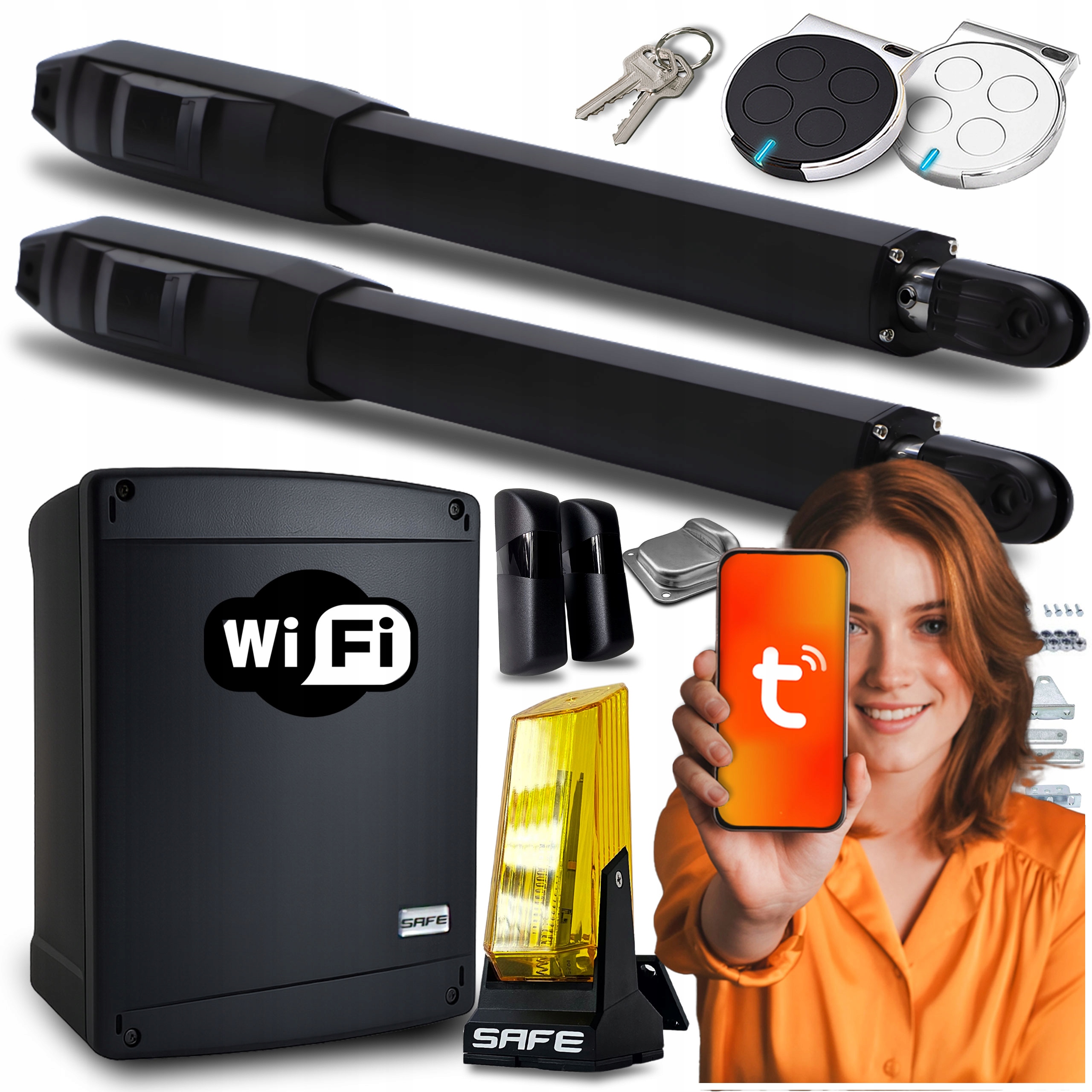 Set Pohon Pro Dvojkřídlovou Bránu Wifi Tuya ovladače pohony 8 m 200 Kg