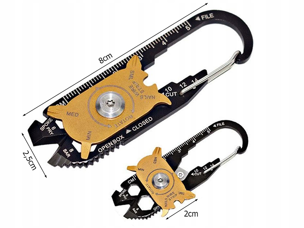 Multitool 20 w 1 Brelok Karabińczyk Model Narzędzie wielofunkcyjne 20w1