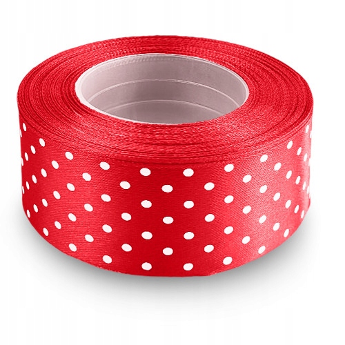 Tasiemka 38mm Wstążka w kropki groszki czerwona
