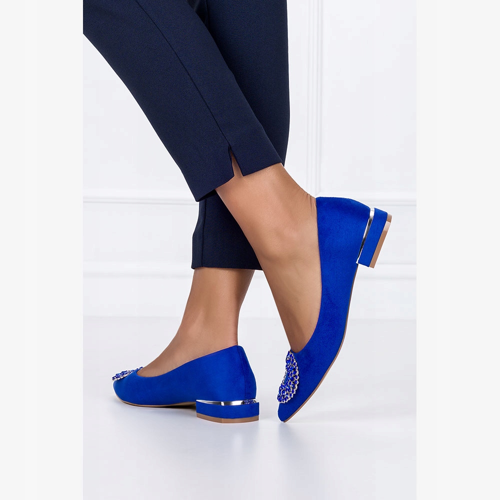 BALERINY DAMSKIE BUTY Z OZDOBĄ SKÓRZANA WKŁADKA OZDOBNY OBCAS SZPIC r 38 Rozmiar 38