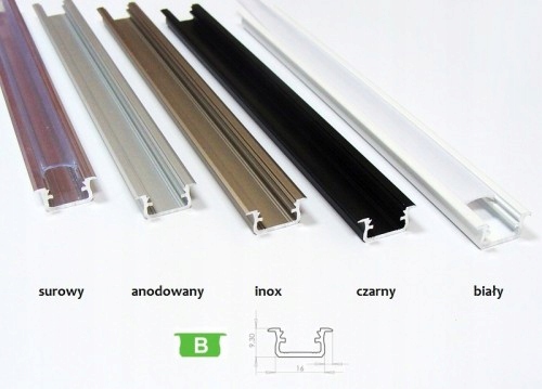 PROFIL LED BIAŁY aluminiowy wpuszczany 2m+KLOSZ Marka Lumines