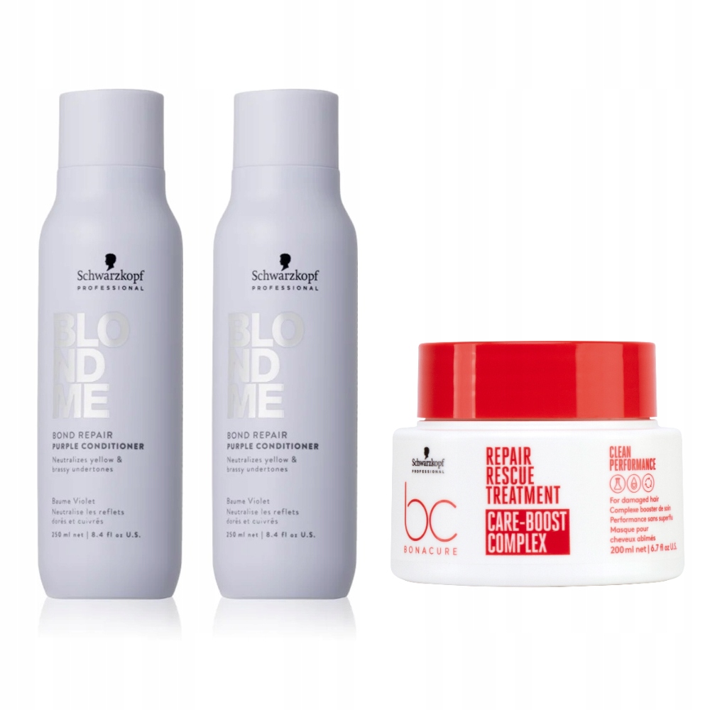 Schwarzkopf BlondMe Bond Repair Purple odżywka 2×250 ml maska