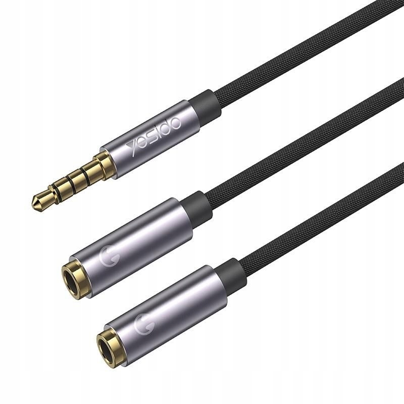 Yesido Kabel Audio YAU27 3.5mm Aux Male - 2x 3.5mm Aux Female 30cm BLACK