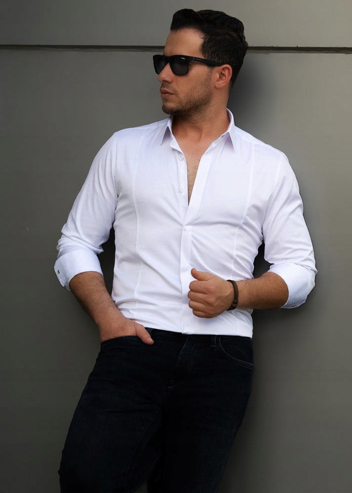 ELEGANCKA KLASYCZNA KOSZULA MĘSKA GŁADKA - XXL Rozmiar XXL