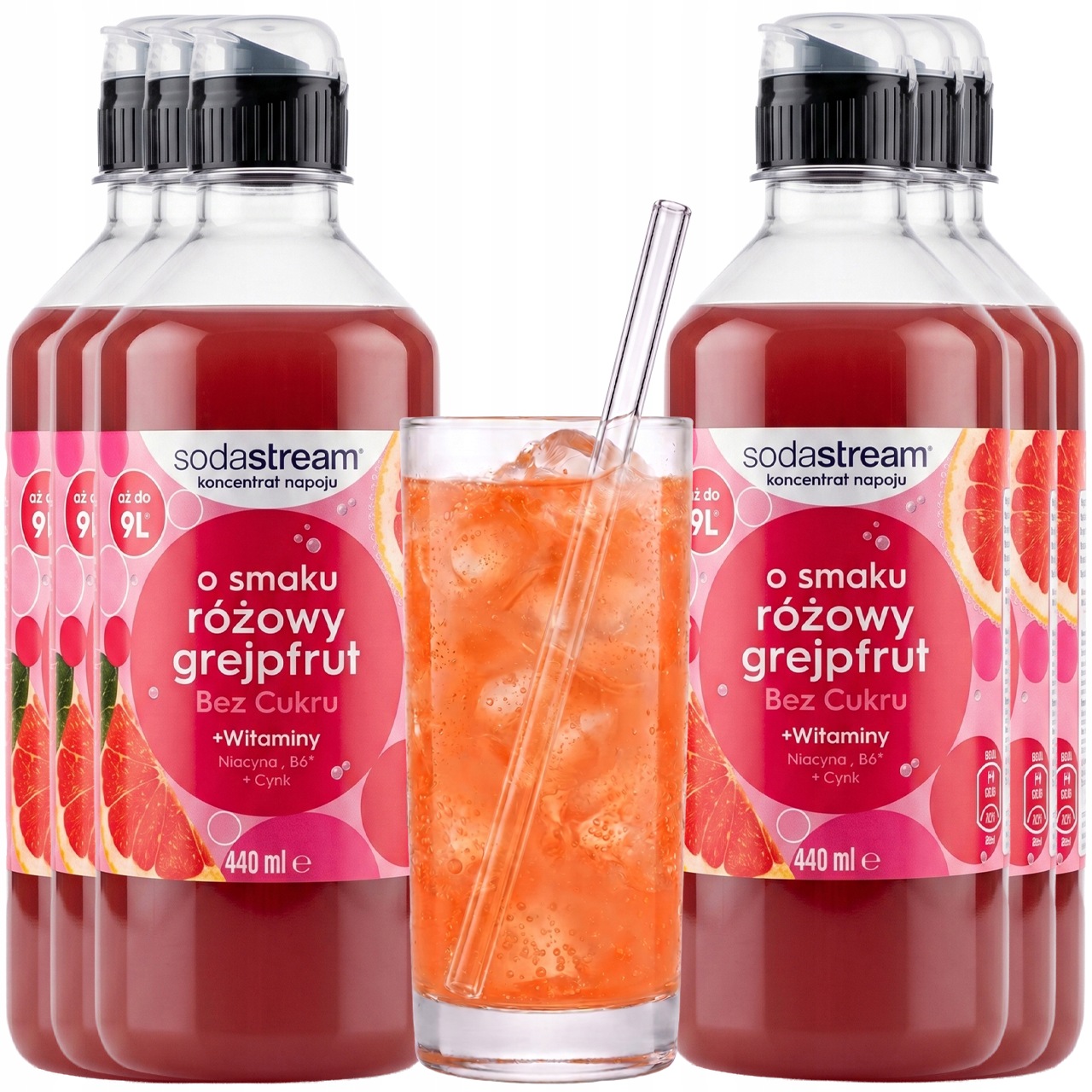 6 x Sirup Koncentrát Grapefruit Do Saturátoru Sodastream 9L Nápoje s 440 ml