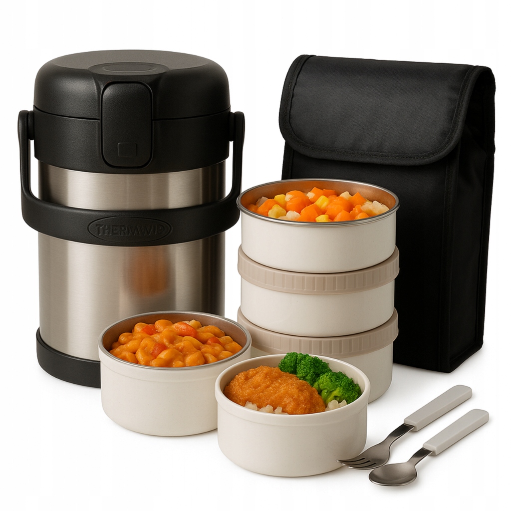 Duży Termos Obiadowy Na Zupe Jedzenie Menażka Pojemnik 2,2L Termiczny