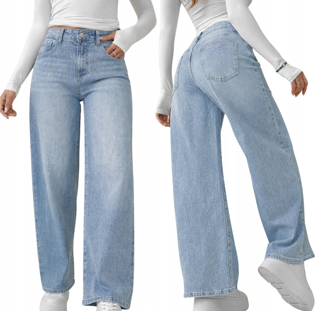 M.sara Spodnie Damskie Szeroka Nogawka Jeans Wide Leg wysoki stan Xs