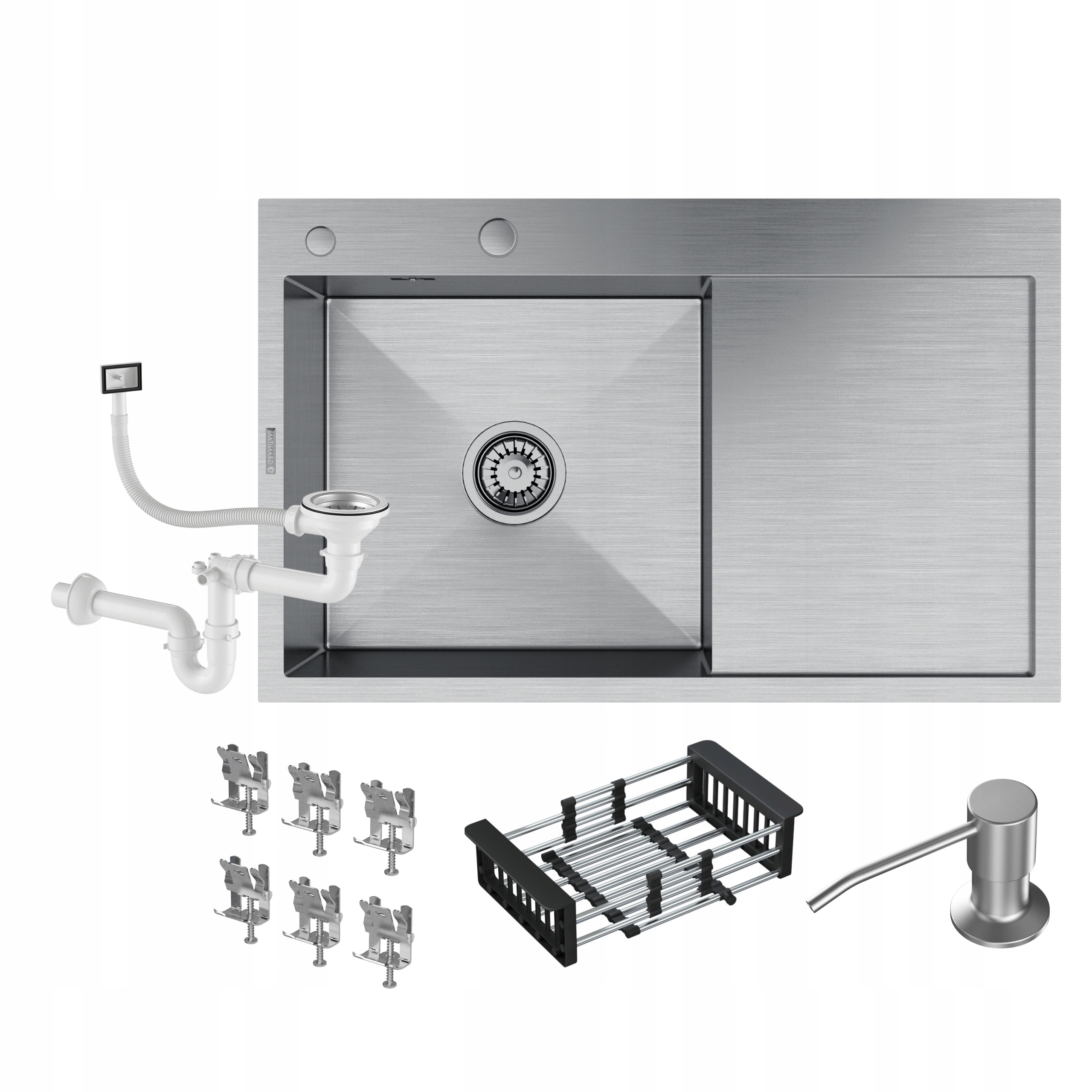 Oceľový Drez S Odkvapkávačom, Košík Chróm BARI78 L