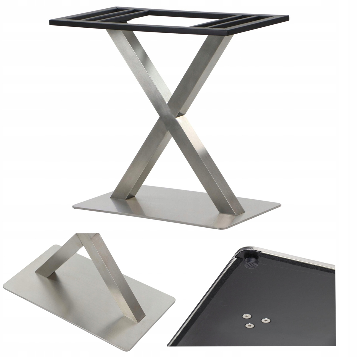 Základna Stolku Dvojitá SH-3007-1/S, Kartáčovaná, Výška 72,5 CM