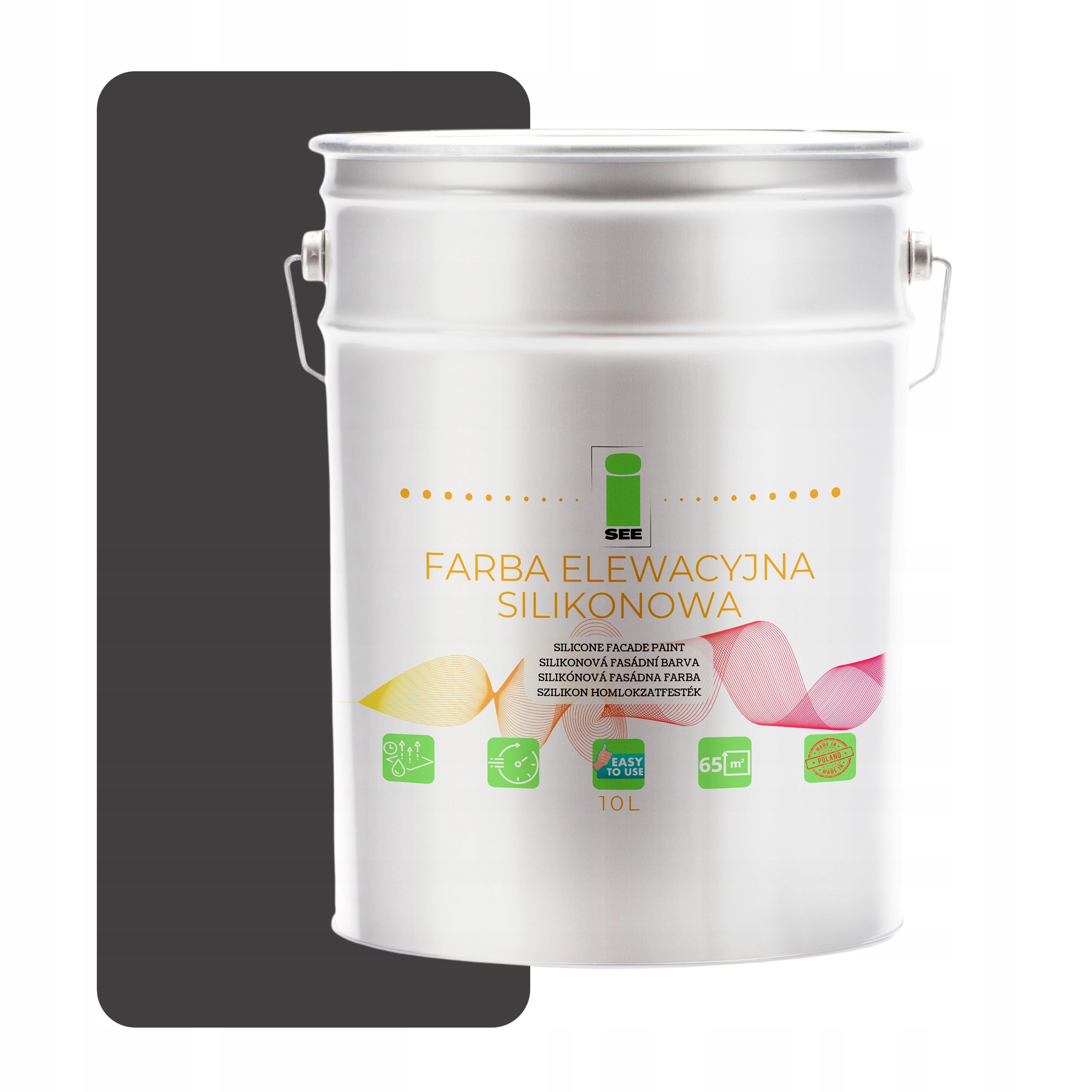 Fasádna Silikónová Fasádna Farba Šedá Tmavá 10 L Paropriepustná