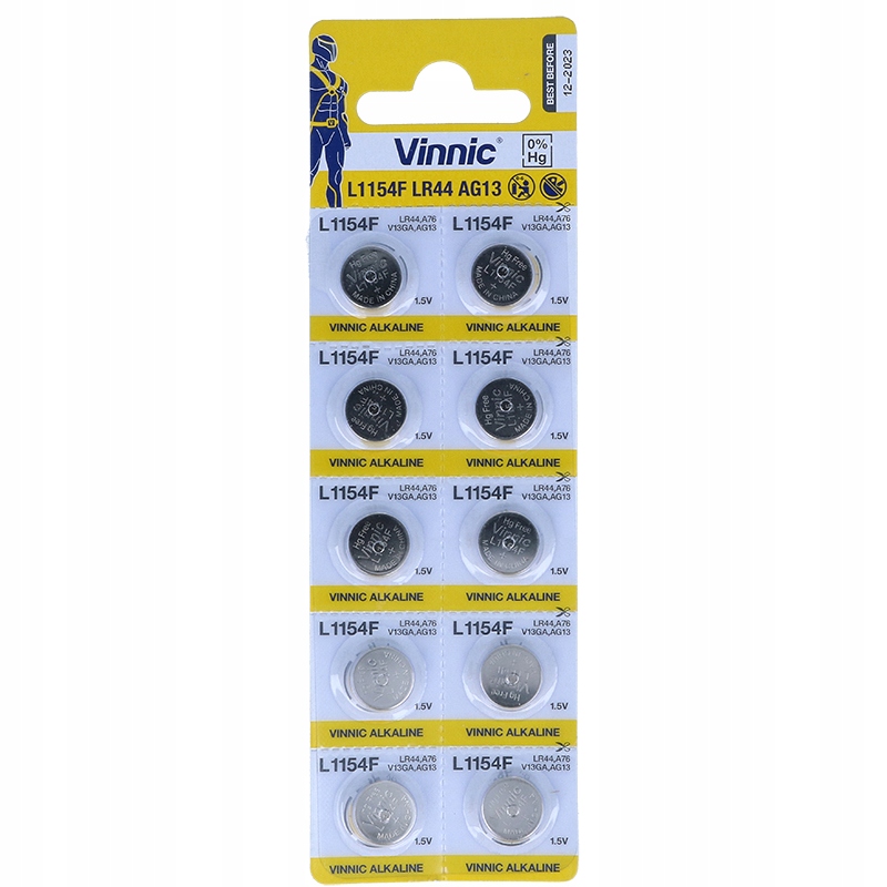 

10 x Bateria Alkaliczna Vinnic AG13 LR44 L1154 A76