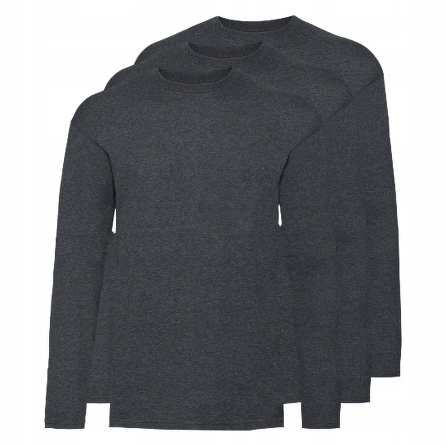 3x Tričko Valueweight Ls Fruit of the Loom Dark Heather Grey XXL