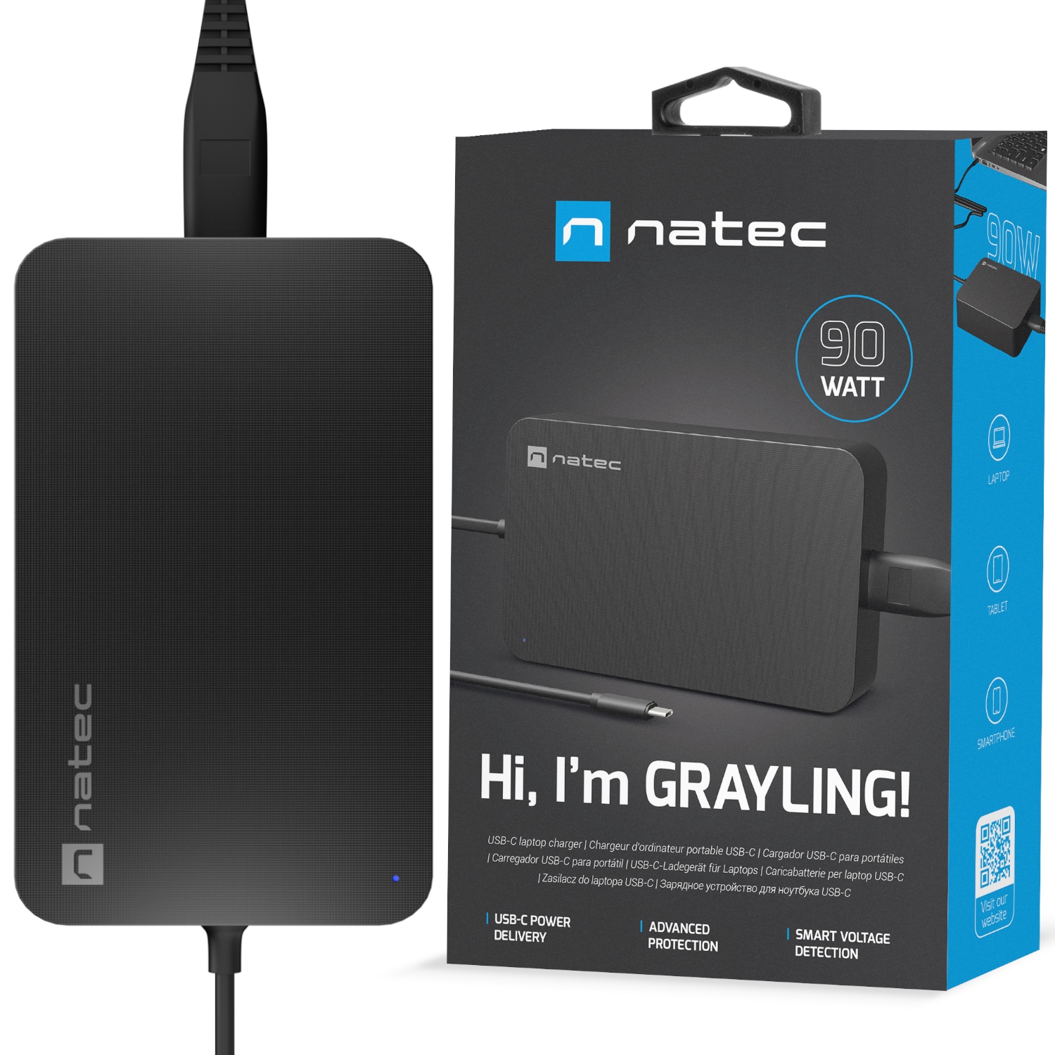 Zasilacz ładowarka do laptopa telefonu Usb-c 90W 4,5A Natec Grayling