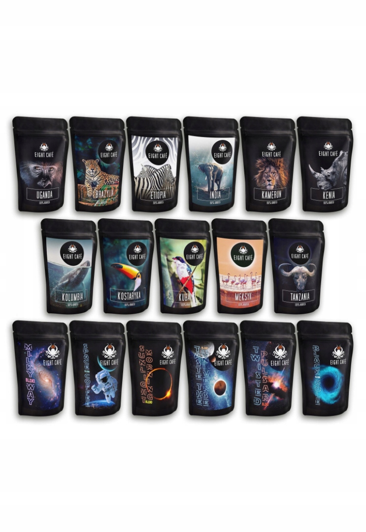 Levně Sada vzorků čerstvě mleté kávy a blendů 100% Arabica 17x50G Dárek