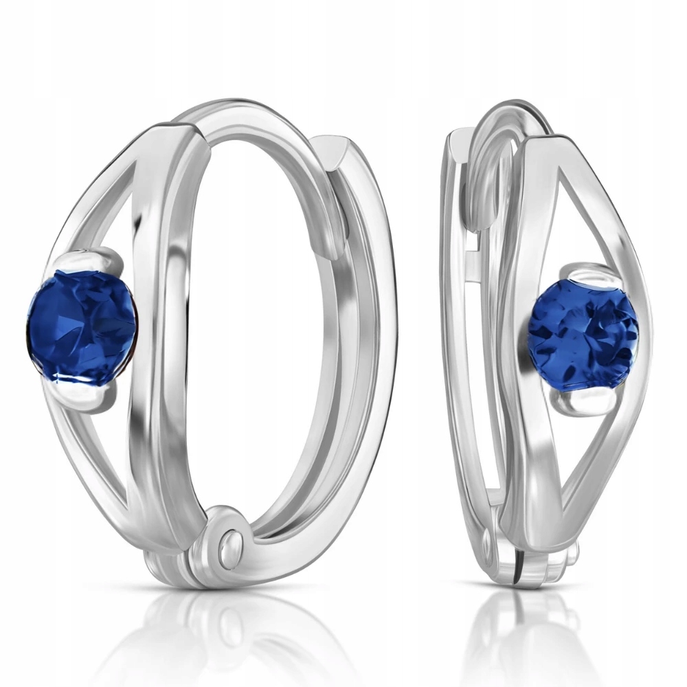Náušnice Zirkon 925 Se Safírem A Zirkonem S Klopným Závinem, Pohodlné