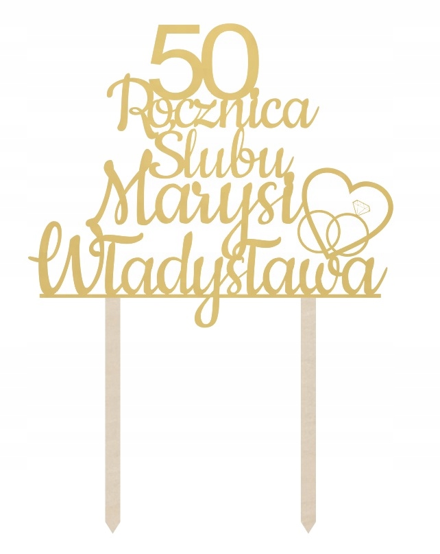 

Topper złote lustro Rocznica Ślubu liczba imiona