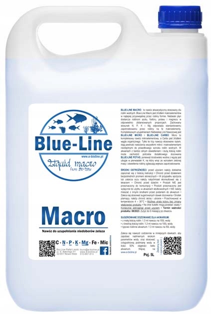 Blue-Line Macro 5L Doplňkové makroprvkové hnojivo pro akvarijní rostliny