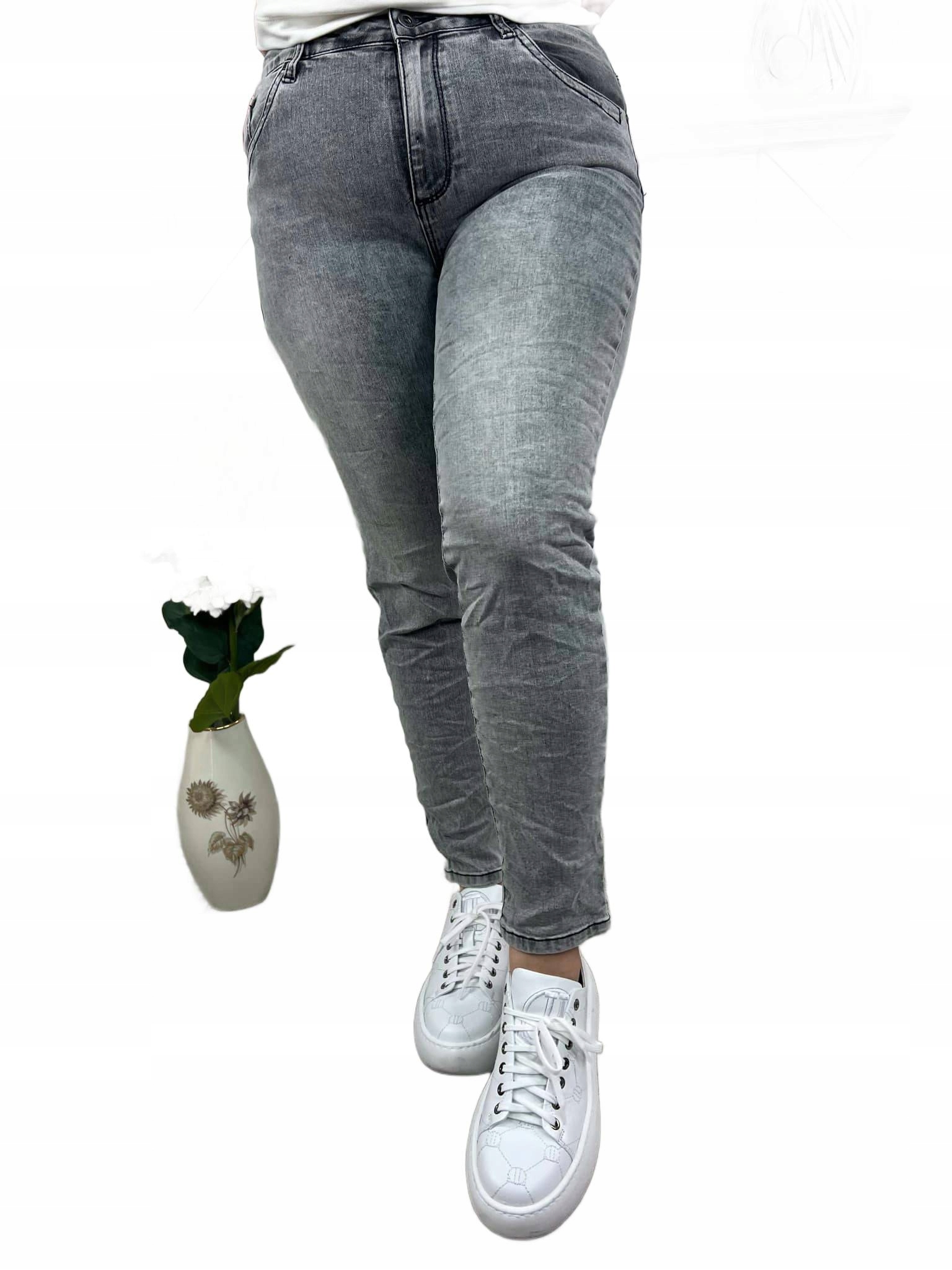 By O La La! Kalhoty Džíny Úzké Nohavice Se Zipem Vzadu, Šedé, Velikost XL 42