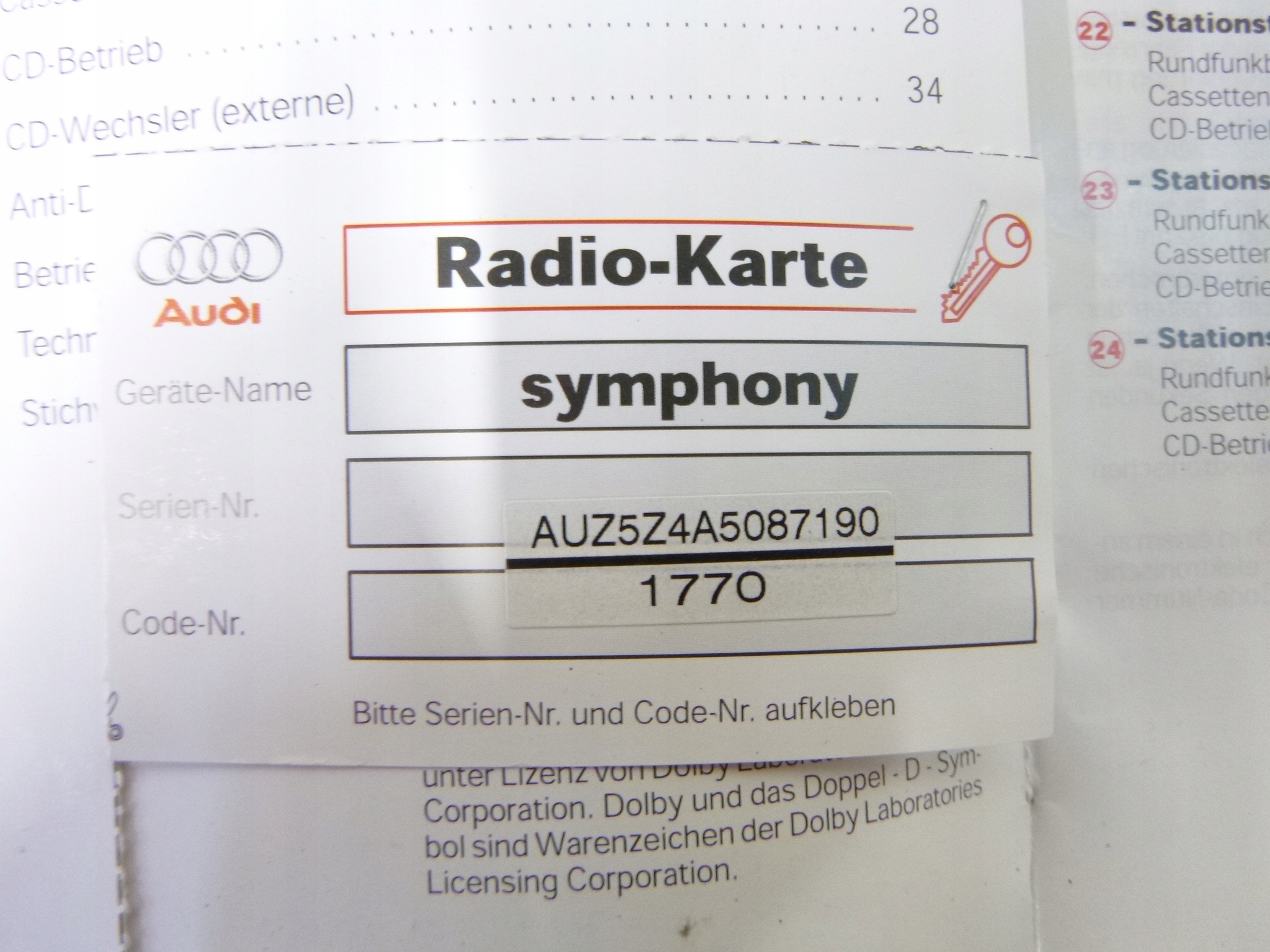 Radio Audi A6 C5 Symphony 4B0035195H