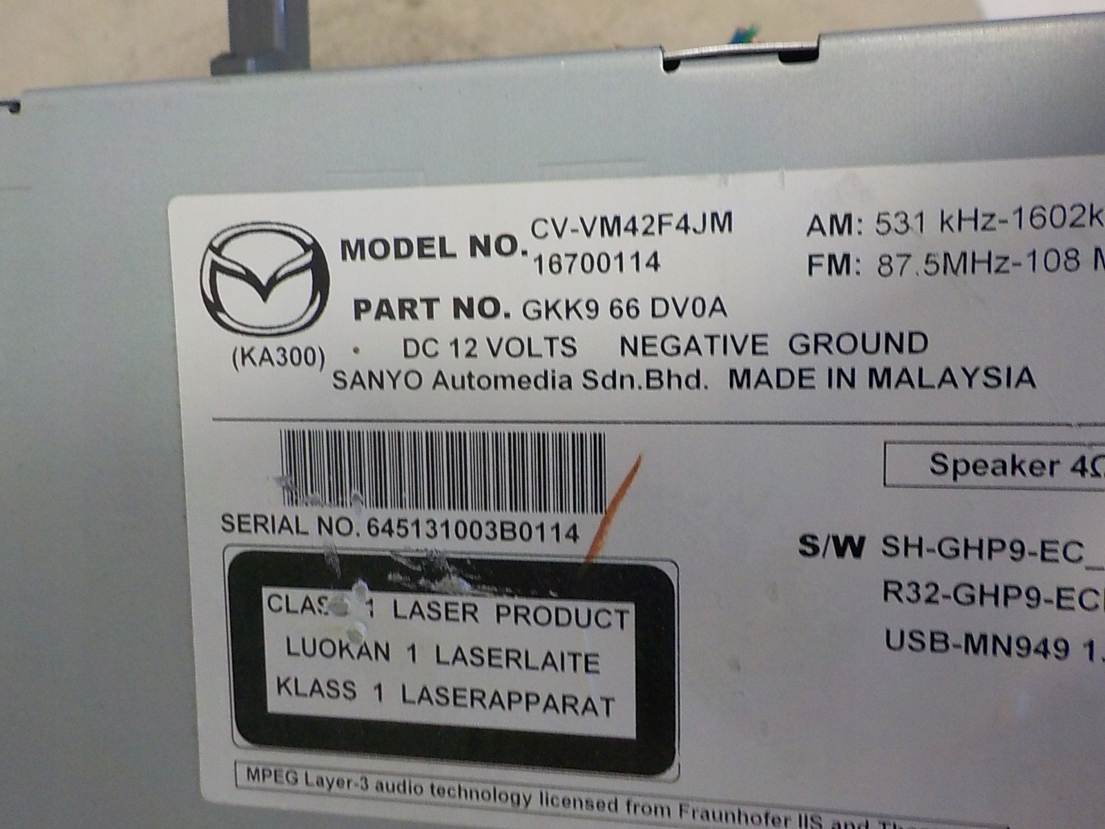 MAZDA 6 III GJ RADIO navigáció CV-VM42F4JM