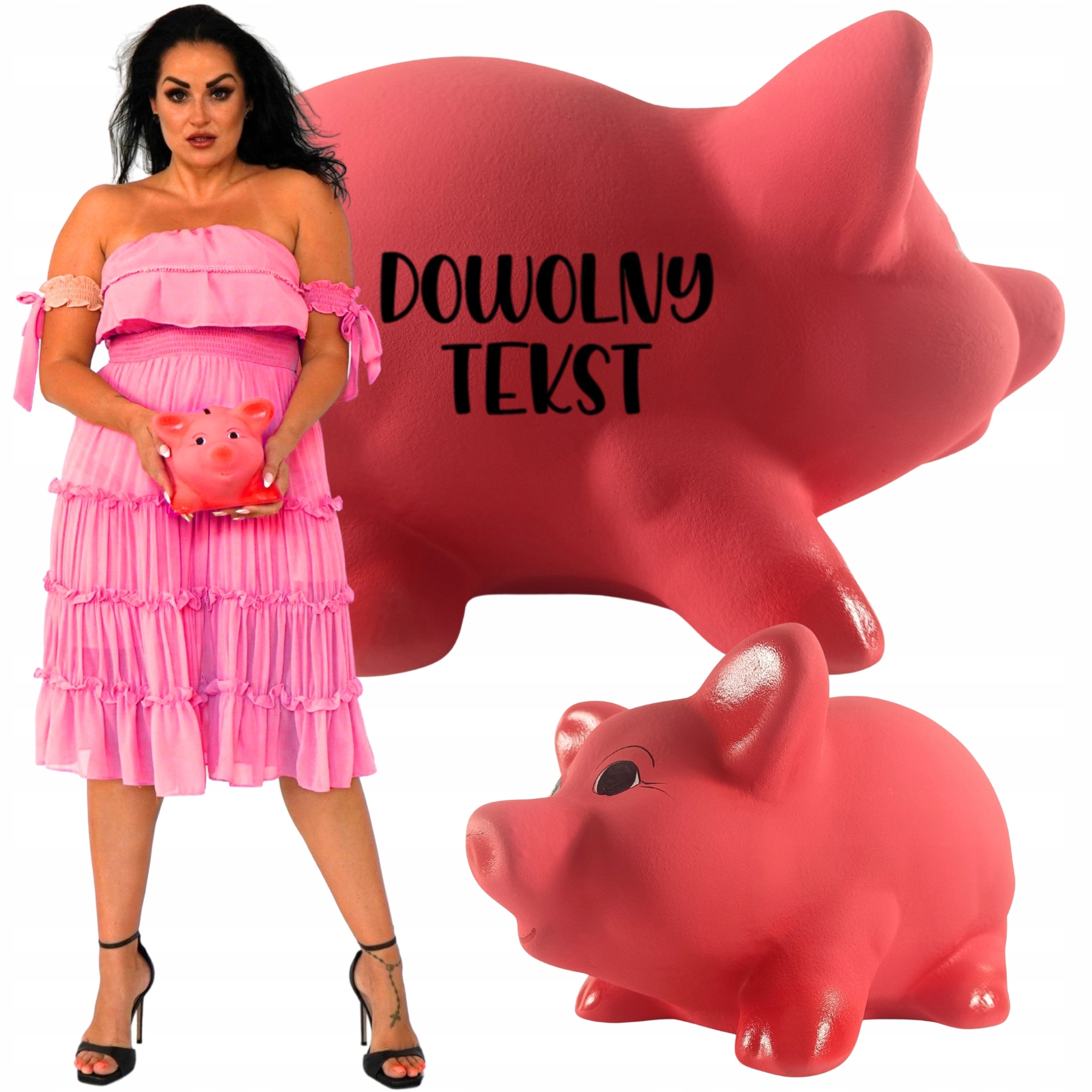 Růžová pokladnička pro holčičku chlapce dítěte s jménem, velká, prostorná