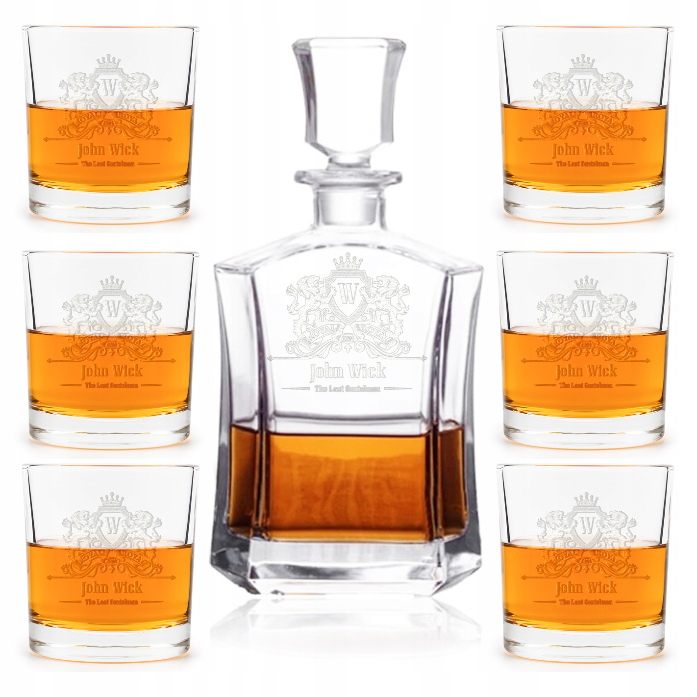 Karafa 6 Sklenic S Gravírováním Na Whiskey Whisky k Svátku Narozeninám Dárek
