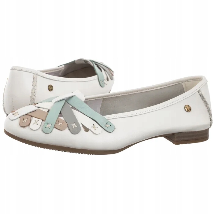 Dámské kožené baleríny Maciejka Bílé P7542-11/00-0 Bílé