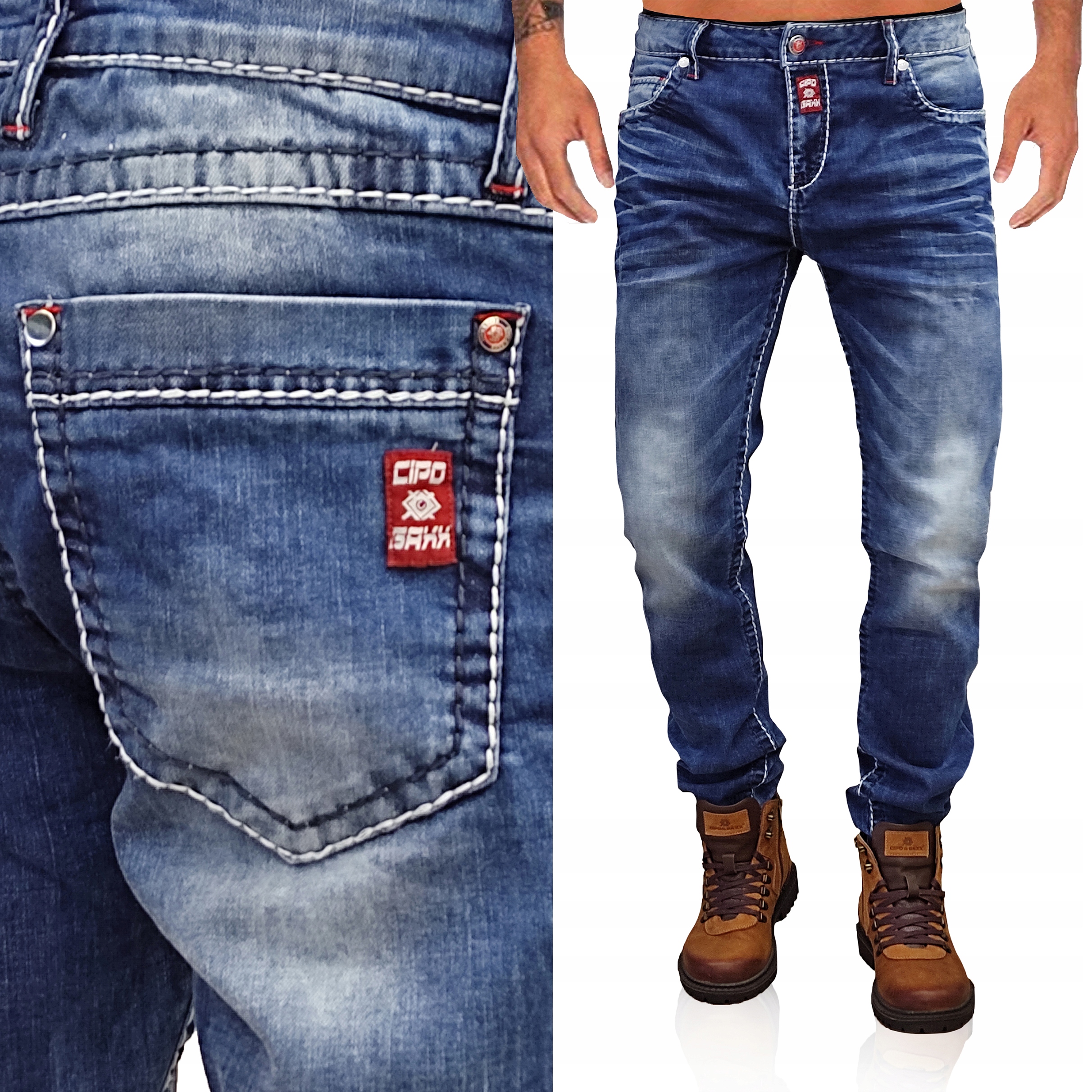 

Spodnie Cipo Baxx Jeansy Przecierane Gruba Nić