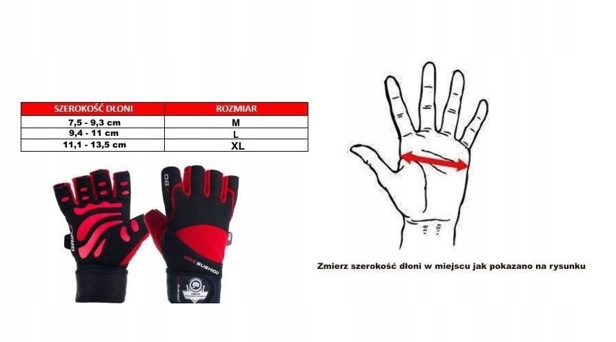 Rękawiczki na siłownie treningowe BUSHIDO r.M Płeć mężczyzna