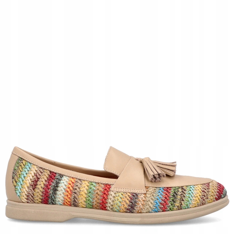 Kožené polobotky se střapci Tymoteo A1007 Béžové 41