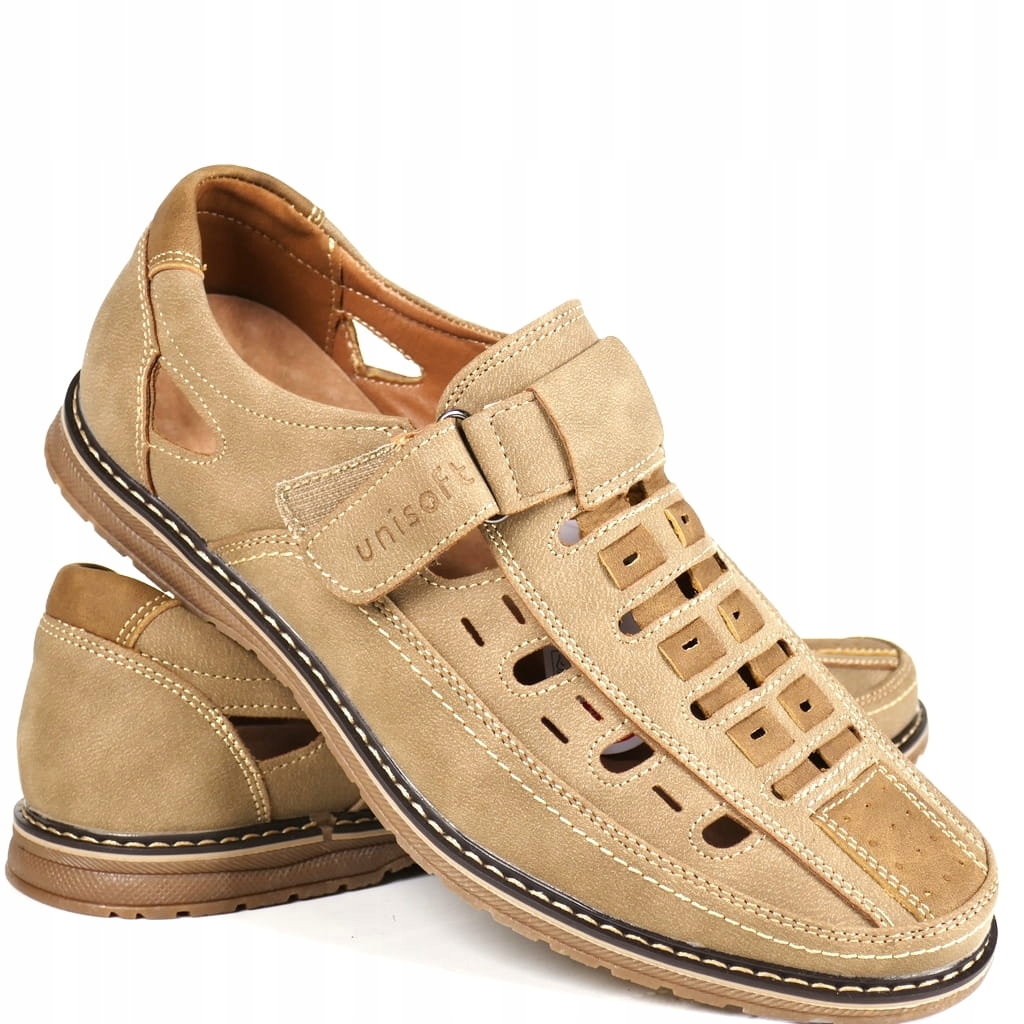 Pánské Ažurové Polobotky Na Suchý Zip Camel Béžová Měkká Kožená Stélka Pohodlné