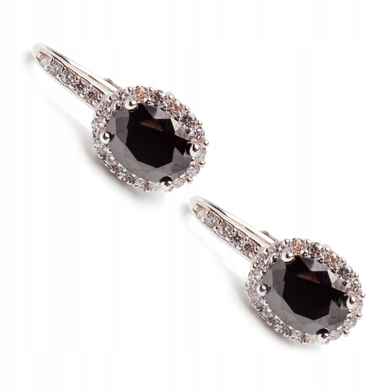 Stříbrné náušnice 925, černý zirkon, elegantní